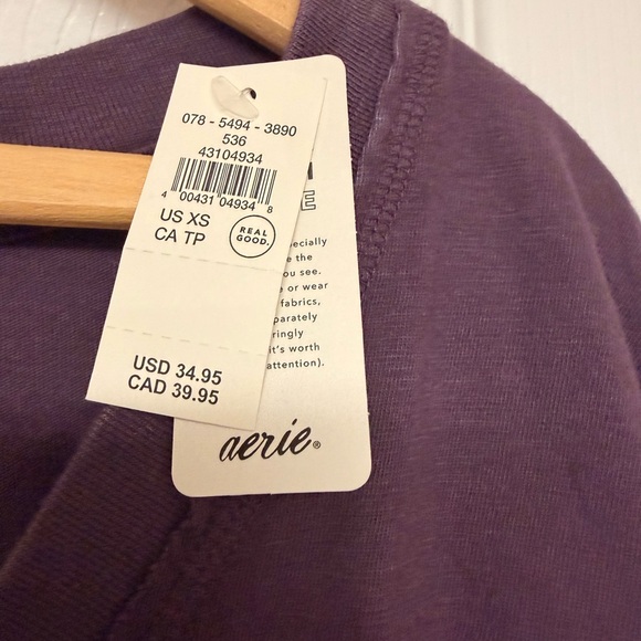 NWT Aerie Voop Oversized Boyfriend Deep Plum Short Sleeve T-Shirt XS Oversized - Picture 4 of 5